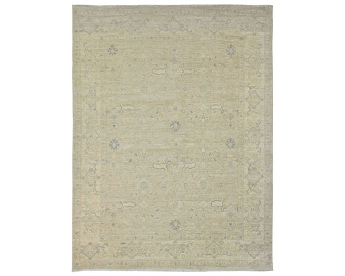9x12 Zeigler Beige Afghan Hand Knotted Wool Area Rug